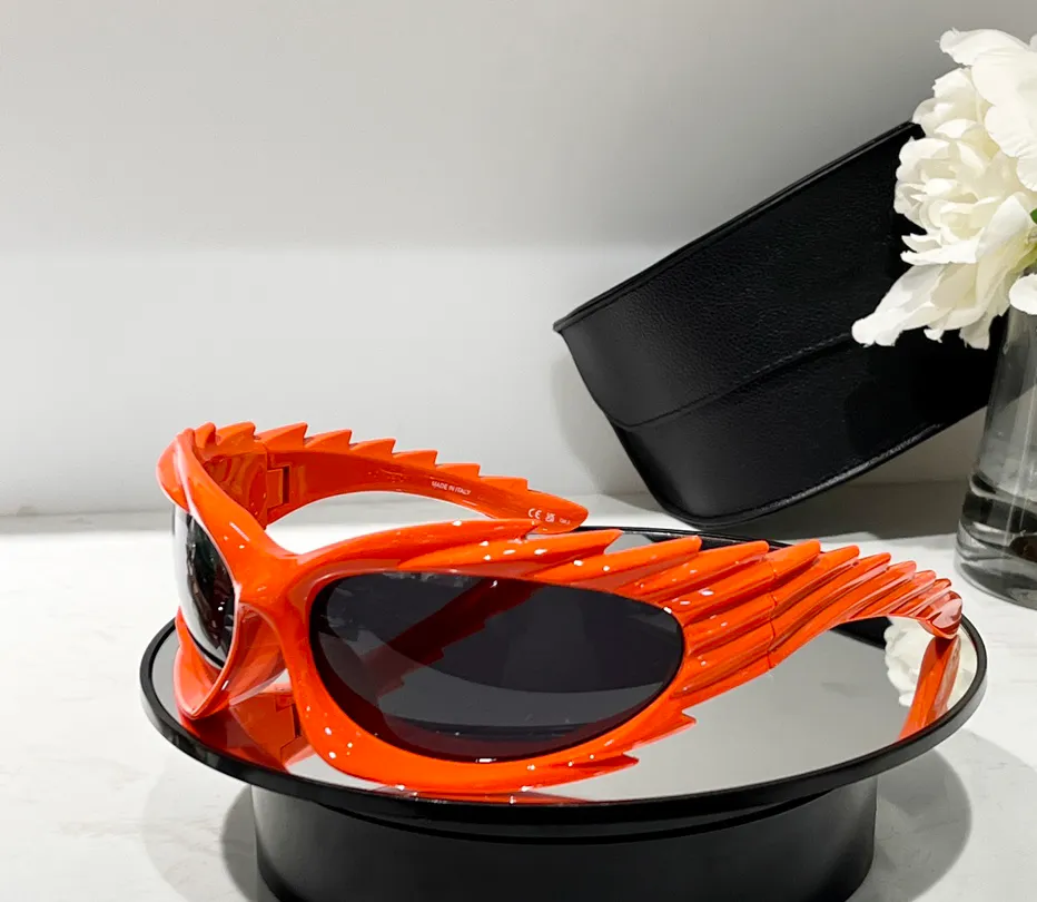 Pomarańczowy Spike prostokąt tarcza Wrap okulary przeciwsłoneczne dla kobiet mężczyzn projektanci okulary przeciwsłoneczne Sonnenbrille okulary przeciwsłoneczne UV400 okulary z pudełkiem