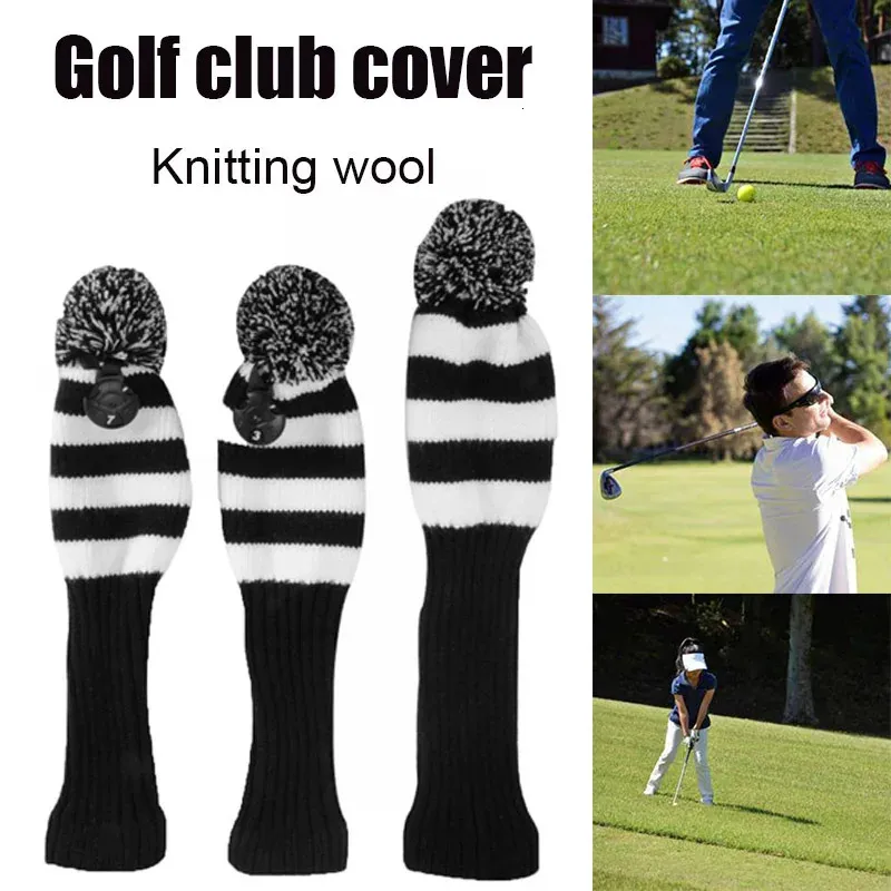 Inne produkty golfowe Fairway Metal Wood/Black Golf Headcover Knit Cover Cover Zestaw Zestaw wytrzymałym zużycie Fou99 231113