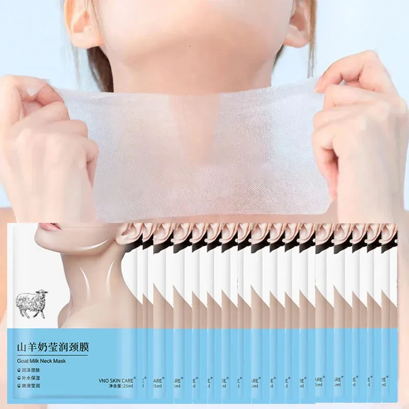 Other Massage Items 20pcs Goat Milk Neck Mask Collagen Firming Anti Wrinkle Whitening Anti aging Nech Masks Moisturizing Beauty Necks Skin Care 231113