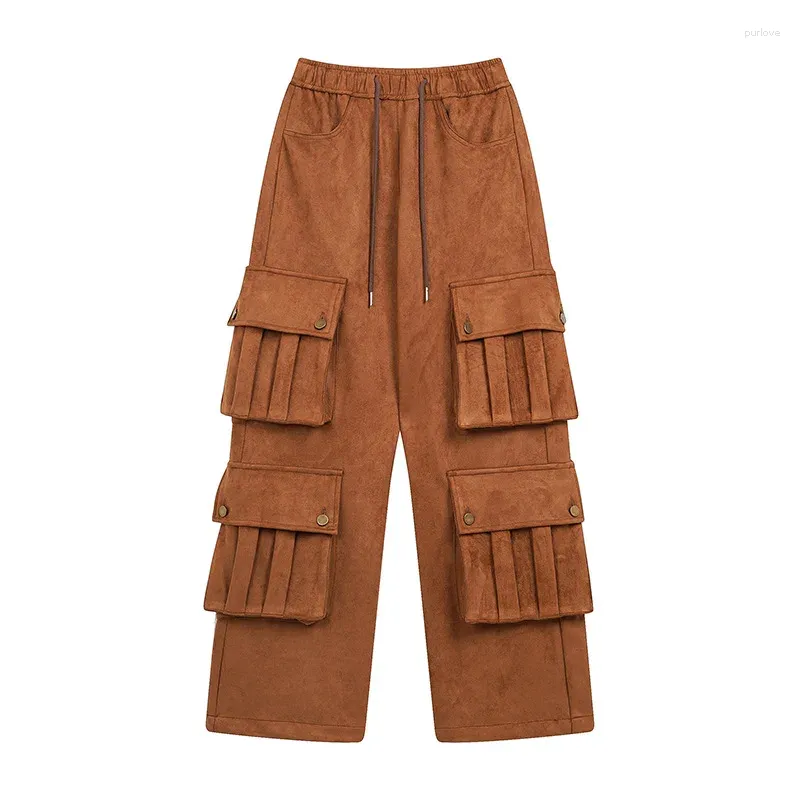 Pantalons pour hommes High Street Hip Hop Cargo Mode Streetwear Surdimensionné Y2K Pantalon avec plusieurs poches Coupe ample Joggers en daim
