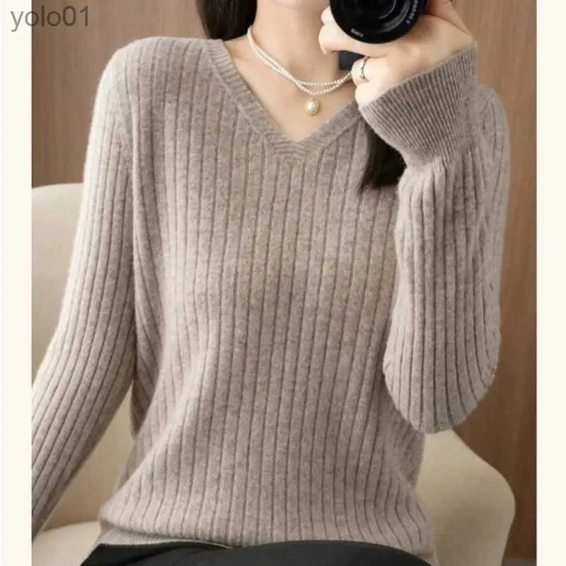 Kadın Sweaters V-Beeck Sweater Kadın Katı Külot Örme Sweaters Ol Basic Jumper 2023 Kış Giysileri Kadınlar Triko Uzun Sle Ladies Topsl231113