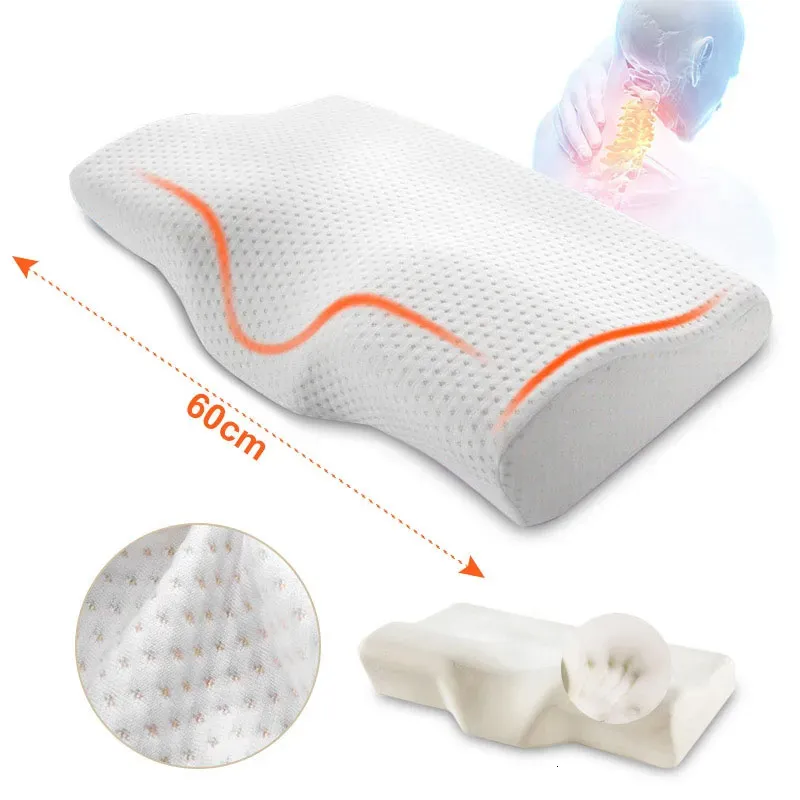 Pillow Orthopedic Memory Foam 60x35cm Slow Rebound Soft Slepping Pillows Butterfly Shaped Relax The Cervical For Adult 231113