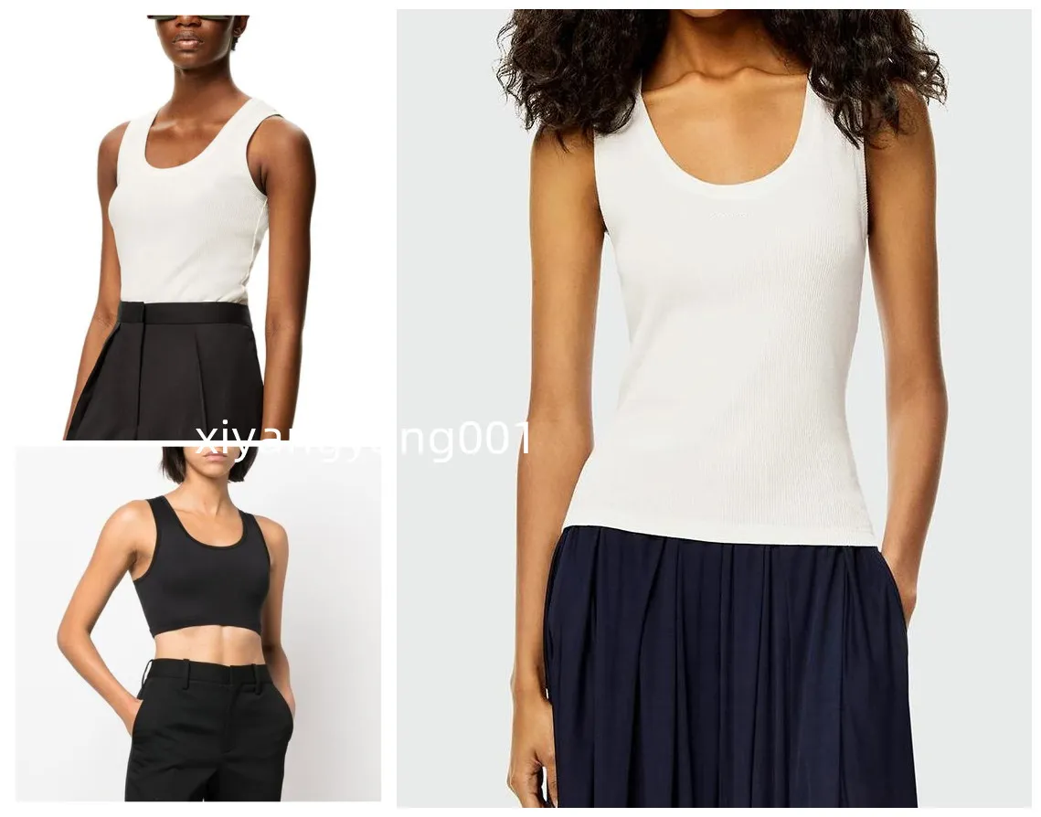 Kvinnor Crop Top Tanks Camis Topps Designer Anagram-utbredda bomullsblandning Loewee Shorts kjolar Yoga kostym Två bitklänning bh Vest damer sol