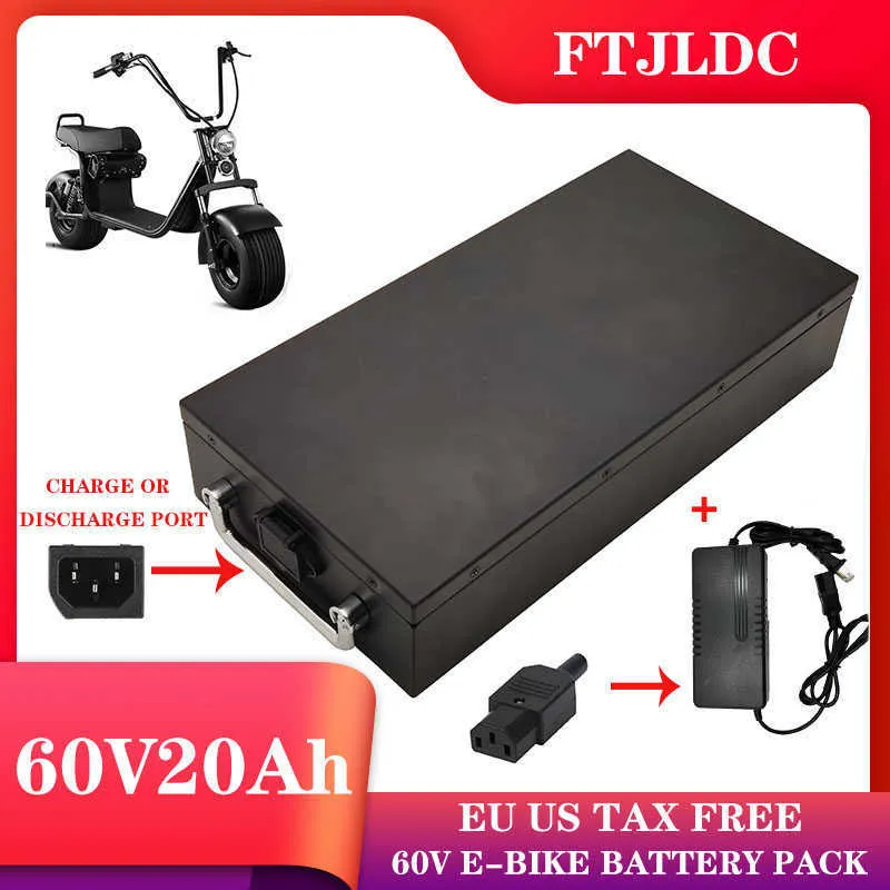 FTJLDC 60V 20AH Halley Pil İki Tekerlekli Katlanabilir Şehri İçin Kullanılır CityCoco Electric Scooter 18650 Lityum Pil Paketi+67.2V Şarj Cihazı