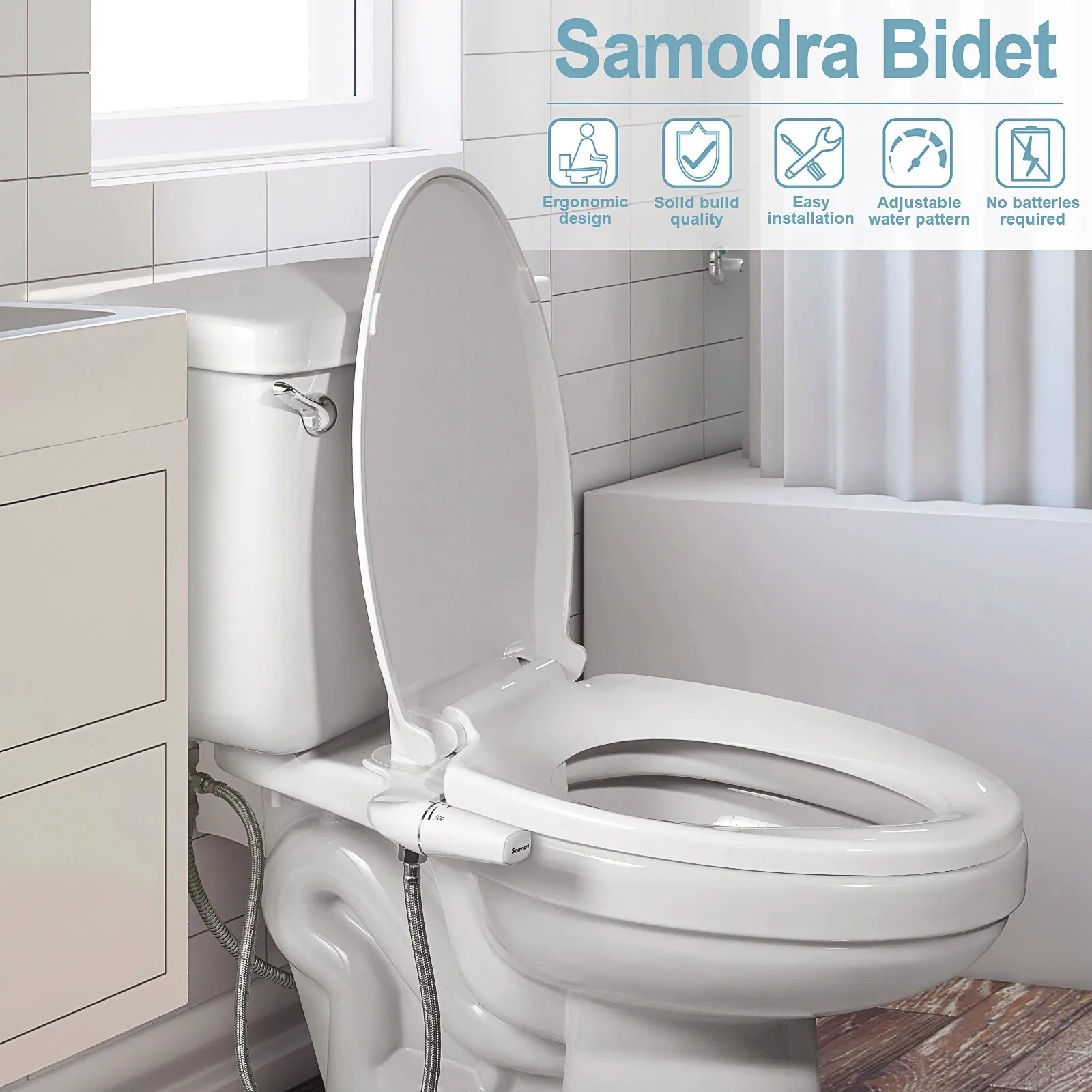 Non-Electric Bidet Attachment With Dual Nozzle - Fresh Water Spray Kit For Standard Toilets