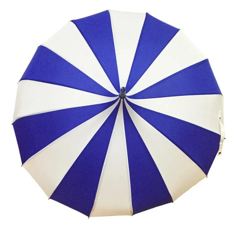 Creative Design Black And White Striped Golf Umbrella Long-Handled Straight Pagoda Umbrellas SN4505