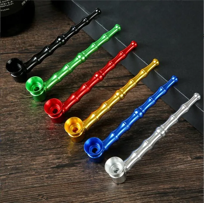 Acook Zinc Alloy Pipe Multi-color Personality Bamboo Smoking Rod Metal Smoking Set WholeSale便利な取り外し可能なクリーニング