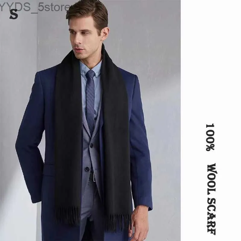 Sciarpe di alta qualità 100% lana sciarpa autunno inverno uomini donne solide versatili classiche business popolare sciarpe morbide maschio maschio yq231114