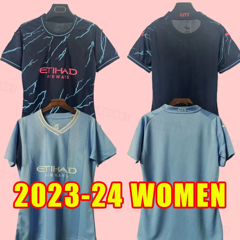 Kvinnor 2023 2024 Haaland Soccer Jerseys 23 24 De Bruyne Phillips mans städer Grealish Mahrez Man Foden Alvarez Home Women City City