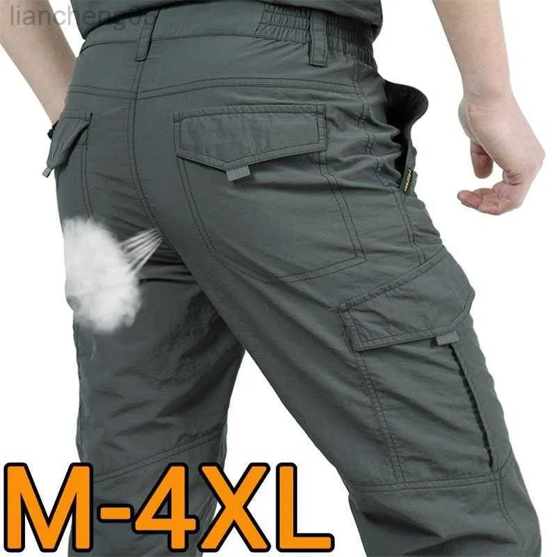 Men's Pants Tactical Cargo Pants Men Work Breathable Quick Dry Army Men Pants Casual Summer Autumn Waterproof Loose Military Trousers Male W0414