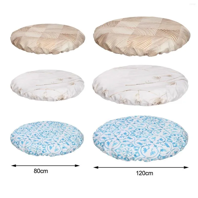Nappe ronde imprimée nappe ajustée Polyester extensible antidérapant lavable pour pique-nique Patio fête toile cirée décor