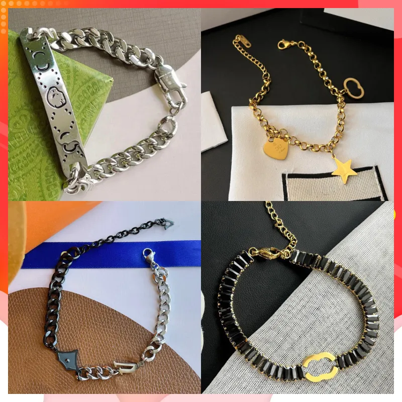 Designer smycken 9 stil designer kedja för kvinnor märke mode armband guld pläterat rostfritt stål vattentätt och aldrig förändrad färg