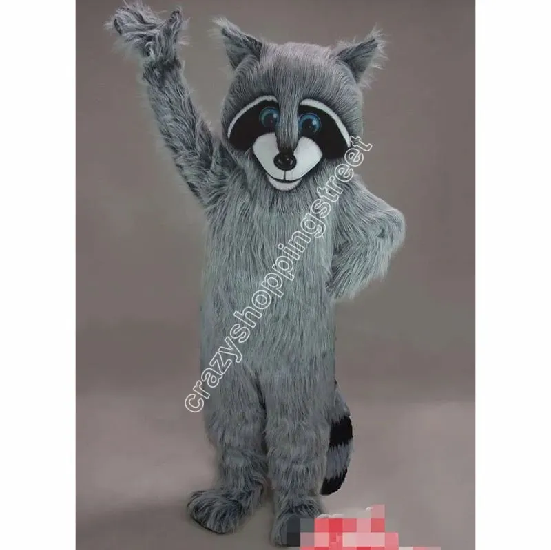 Jul Raccoon Mascot Costume Högkvalitativ tecknad karaktär kläder Halloween Carnival Dress passar vuxen storlek födelsedagsfest utomhusdräkt