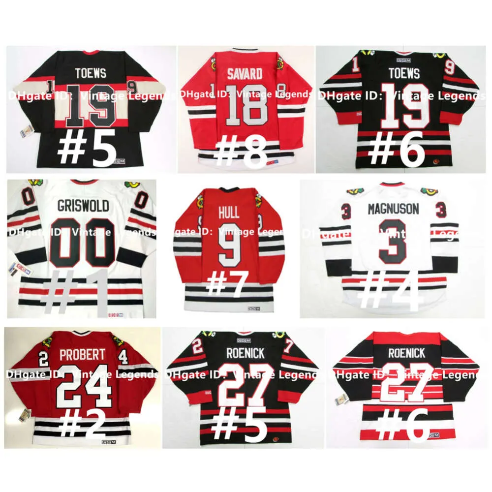 SL Vintage CCM Hockey Jerseys Bob Probert Chris Chelios Stan Keith Magnuson Pilote Ed Belfour Bobby Hull Jeremy Ronick Dominik Hasek Savard