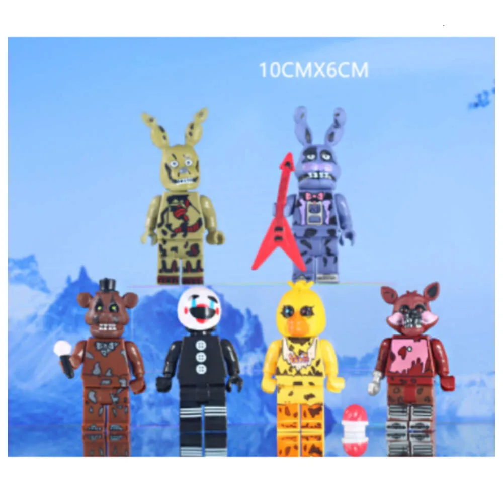 6PC / 로트 교육 빌딩 블록 장난감 위장 Freddy 's Minifigs 블록 미니 피겨 세트에서 5 박 5 박