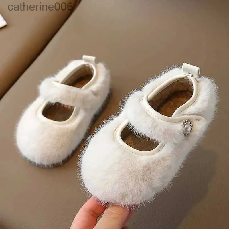 Slipper Winter Kinder Flache Schuhe Pelzige Abdeckung Zehe Licht Warme Kinder Freizeitschuh Plüsch Freizeit Zwei Farben 21-30 Bequeme Jungen Mädchen ShoeL231114