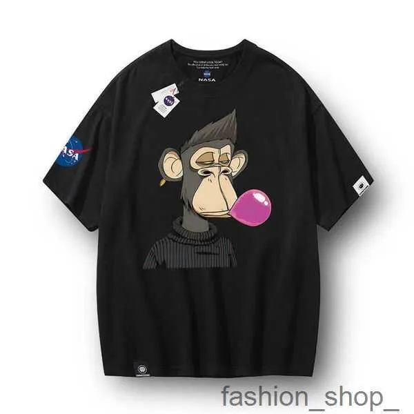 Men's T-shirts Designer T-shirt Nasa Co Branded Boring Ape and Women's Fashion Brand Nft Curi Bayc Monkey Head Same Loose Couple Short Sleeve Factory Sales 3 64YZ