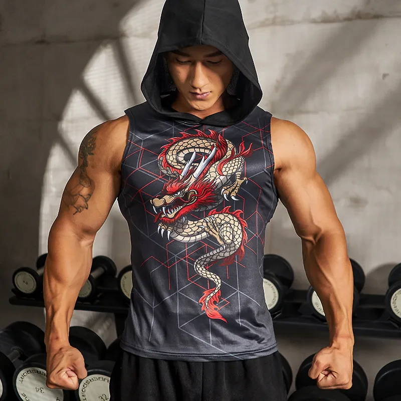 Herrtankstoppar modekomprimering ärmlösa skjortor topp fitness skjorta s singlet bodybuilding träning gym väst 230414