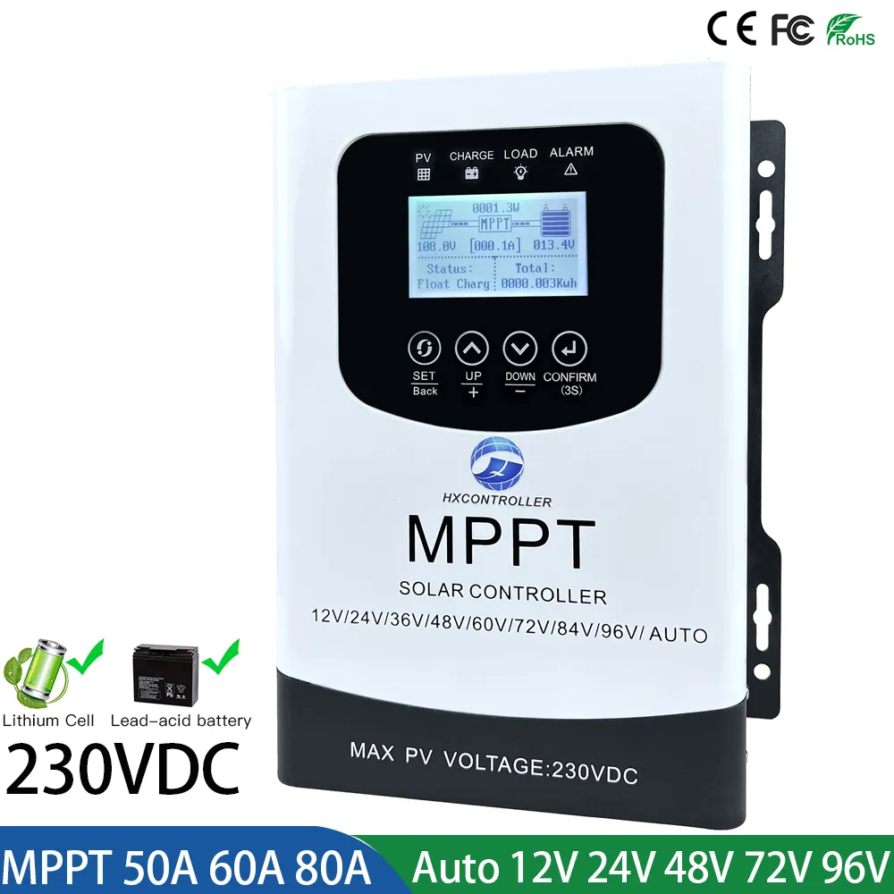 12V 24V 48V 60V 72V 96V MPPT 태양 전하 컨트롤러 230VDC 60A 80A 태양 전지판 PV 레귤레이터 LCD 터치 스크린 리튬 젤 리드 산 배터리 선박 EU에서.