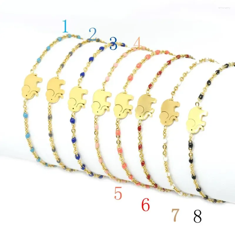 Bracelets à maillons 5pcs Charme Elephant Cactus Numéro Chance 8 Modèle Chaîne de cristal Placage multicolore 24k Gold Bracele Femmes Cadeau délicat 2023