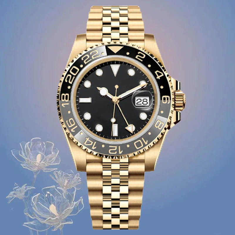 Relojes Reloj de alta calidad para hombres Relojes con movimiento 8215 40 mm Esfera negra Zafiro resistente al agua Reloj jubileo de acero inoxidable dorado Reloj de lujo para hombre con caja de regalo