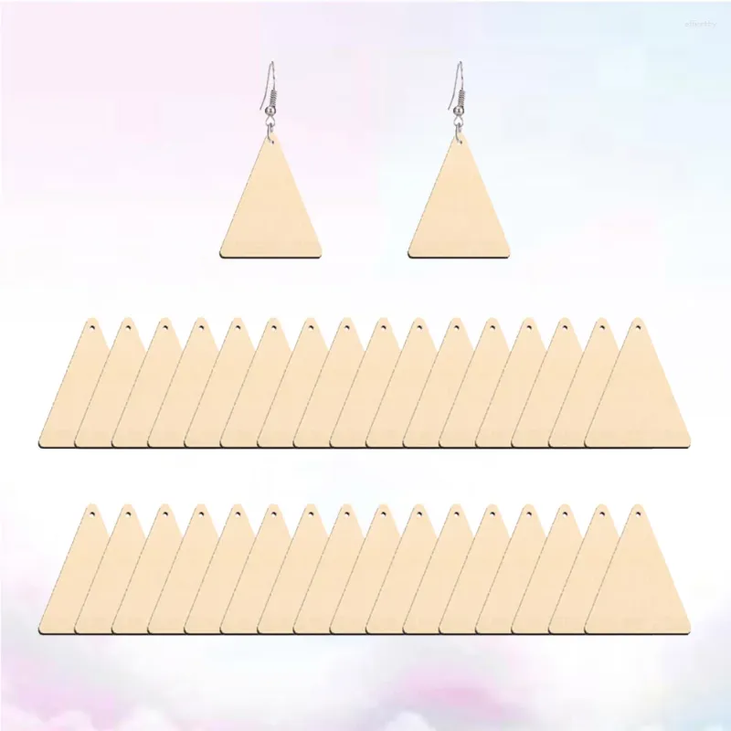 Dangle Earrings 50 Pcs Simple Handmade Unfinished Wood Pendants Wooden Triangle Design Cute Women's Accessories