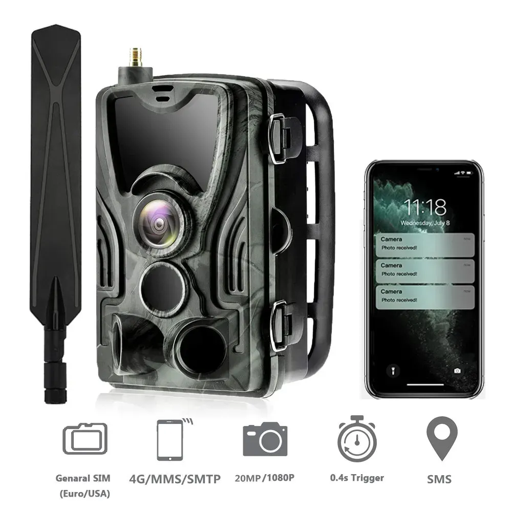 كاميرات الصيد Suntekcam HC-801 Series Control 4G 20MP 1080p Trail Trail Camera Wireless Wireless Cameras 0.3S Trigger Light Vision 231113