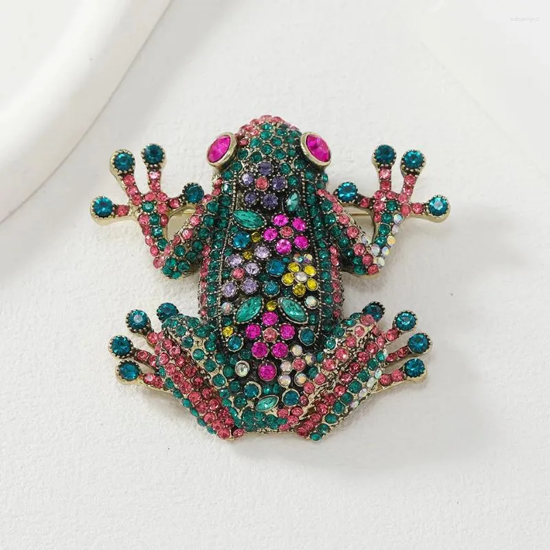 Brooches Morkopela Vintage Exaggerated Frog Rhinestone Animal Brooch Pin Luxury Banquet Party For Woman Man Gift