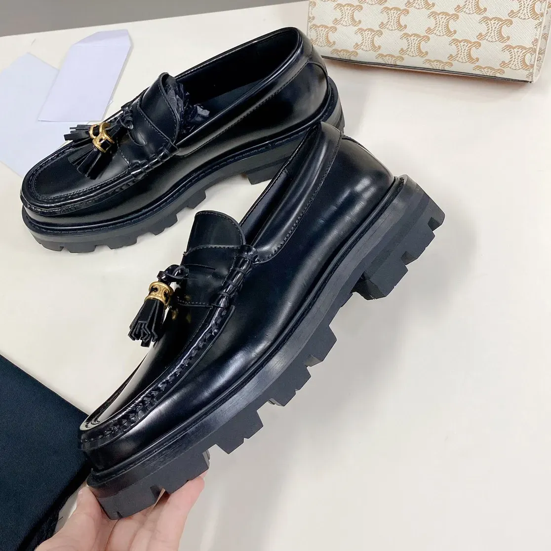 Black and Gold Luxury Designer Loafers Men main image 4