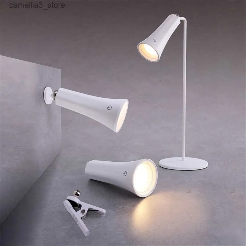 Luci notturne Lampada da scrivania multifunzionale Studio Protezione degli occhi Anti luce blu 3in1 Lampada da tavolo portatile con dimmerazione touch Torcia Lampade di serraggio Q231114