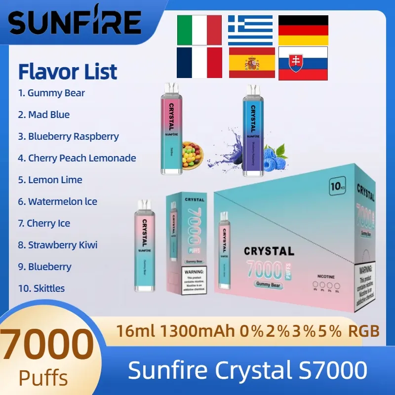 VAPOR MOD VAPOR più nuovo Sunfire Crystal 7000 BUFS POD usa e getta con 10 gusti E-CIG 16 ml PREIME PREIME PREIME 1300 MAH ORIGINALE 10000 BUFI DISTRUZIONI ALIBABA