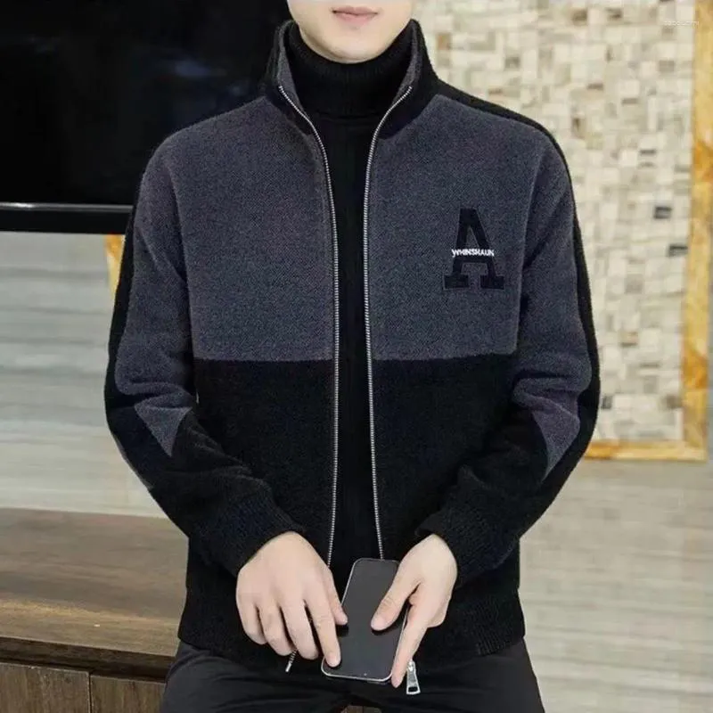 Men's Jackets Men Plush Jacket Fleece Zipper Sweatshirt For Thick Warm Winter Coat With Stand Collar Soft Closure Fall