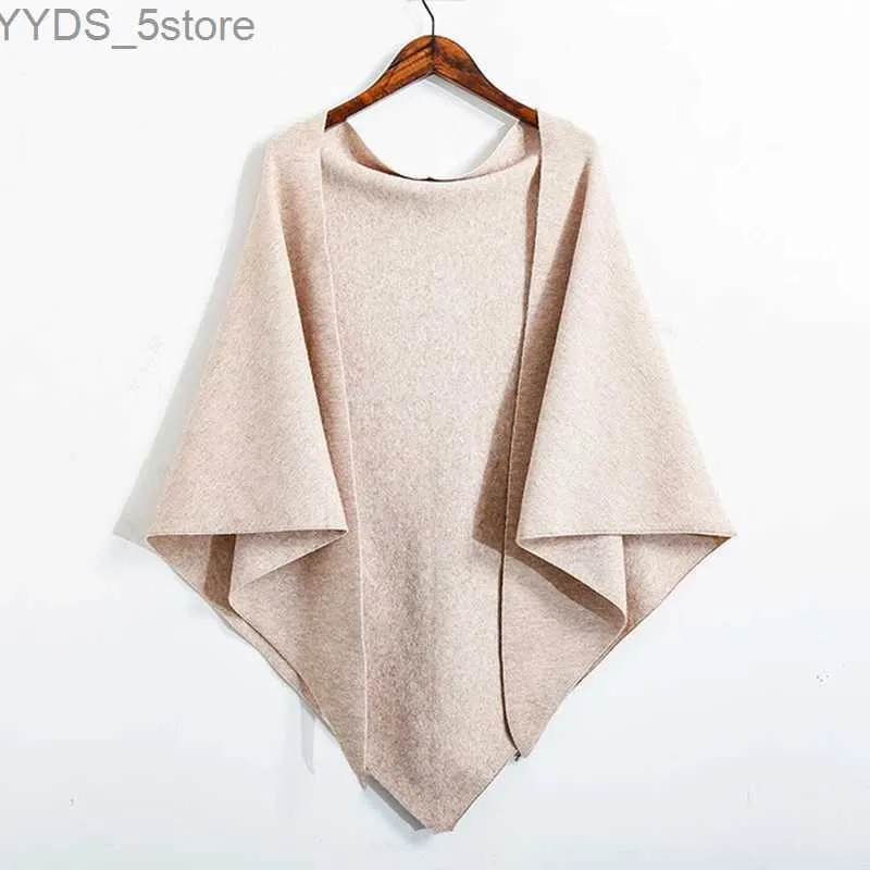 Foulards MoriBty hiver tricoté écharpe femmes luxe cachemire couleur unie grand Triangle Shl enveloppes chaud Poncho Capes Bufandas Mujer Sjaal YQ231114