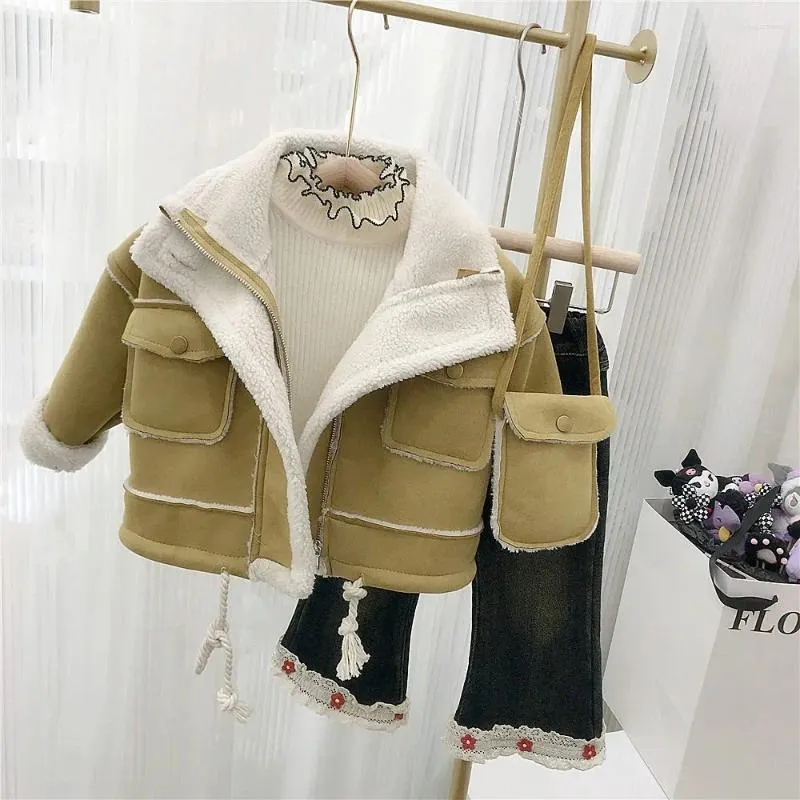 Vestes Mode chaud hiver filles garçons enfants manteau Cardigan à manches longues en daim cachemire enfants bébé Parkas manteaux vêtements d'extérieur Casacos ADK2917