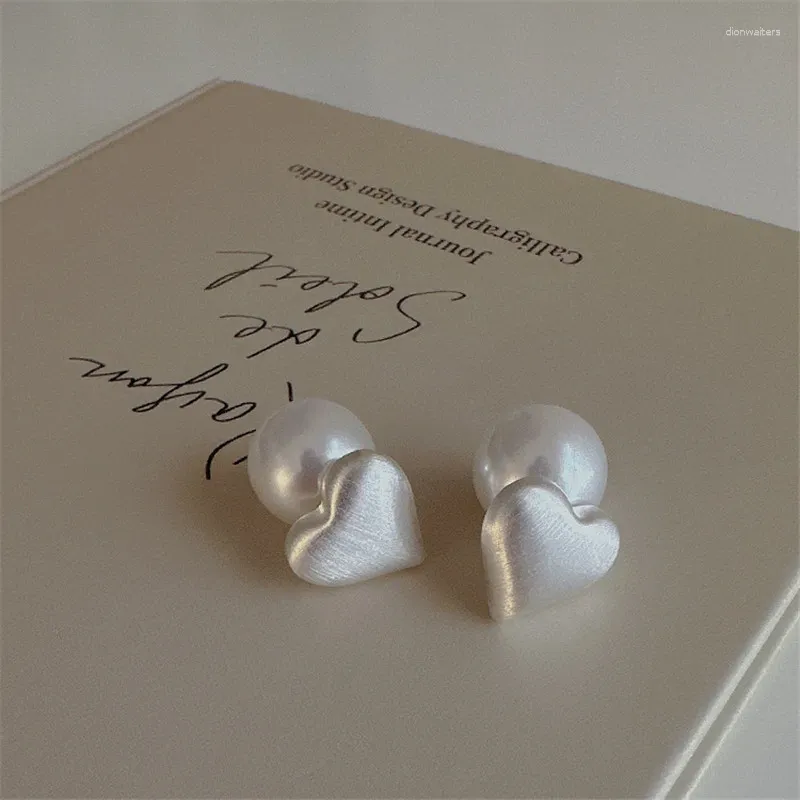 Stud Earrings Fashion Sweet Love Heart Earring For Women Wedding Party Pearl Jewelry Gift E553