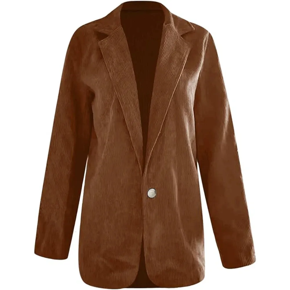 Costumes pour femmes Blazers Veste en velours côtelé Costume Style coréen Un bouton Automne Hiver Manches longues Casual Dames Col sur mesure Manteau 231113