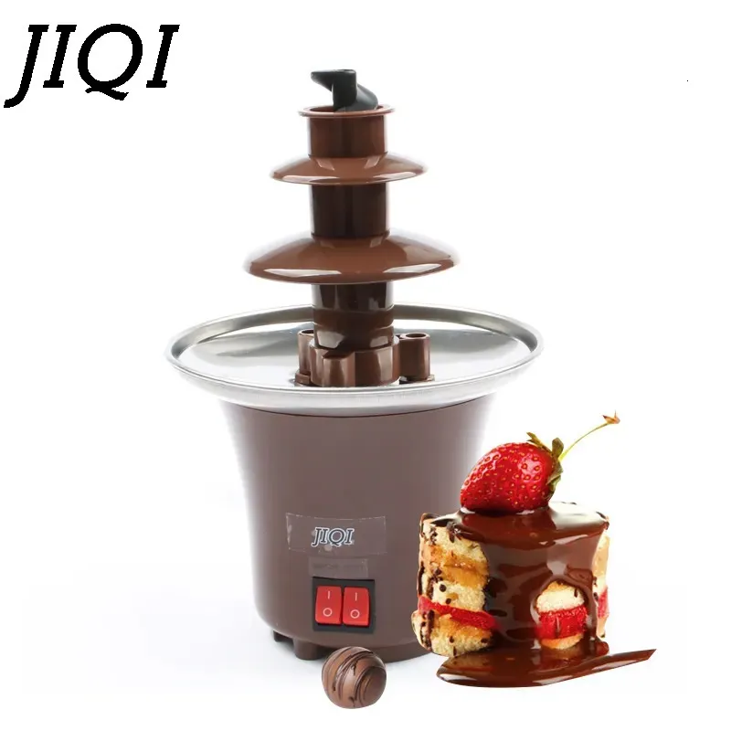 その他のキッチンダイニングバーJiqi DIY 3tierチョコレート噴水フォンデュミニチョコウォーターフォールマシン3レイヤー子供