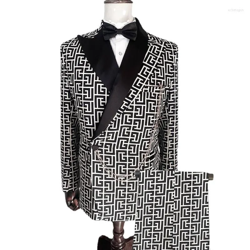 Costumes pour hommes Plaid pour hommes 2 pièces de luxe Slim Fit mariage smoking formel bal blazer de mode italienne avec pantalon ensemble costume sur mesure