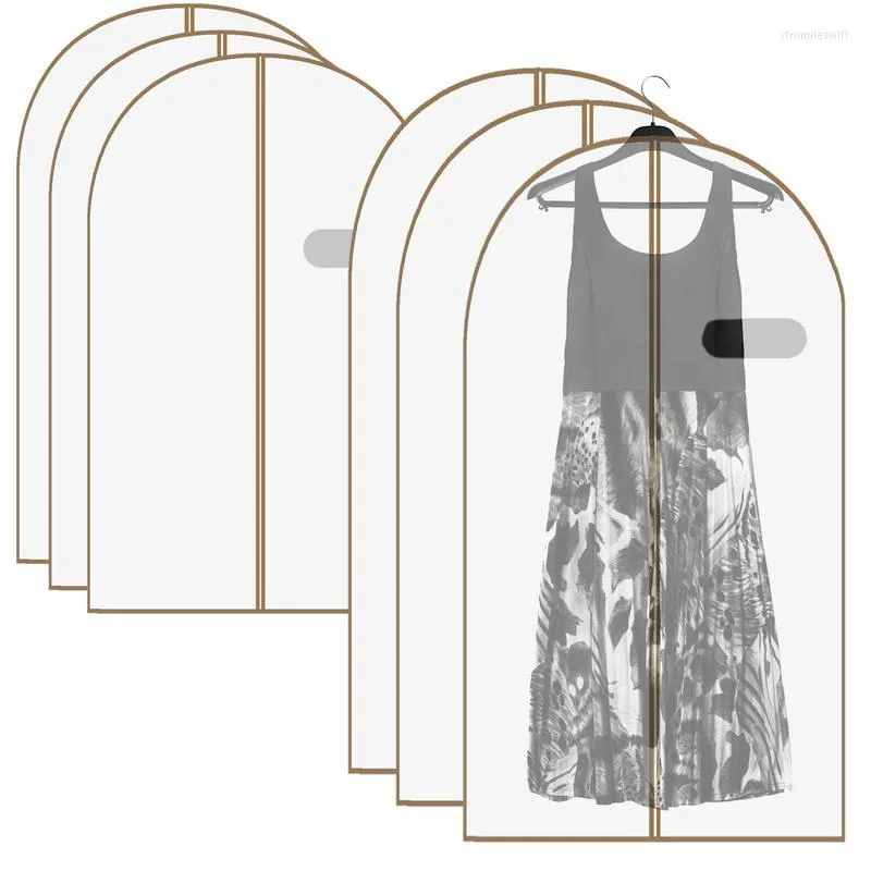 Storage Bags Clothes Hanging Cover Non-woven Fabrics Garment Bag With Zipper In Middle 6Pcs Cloth For Long Dresses Suit