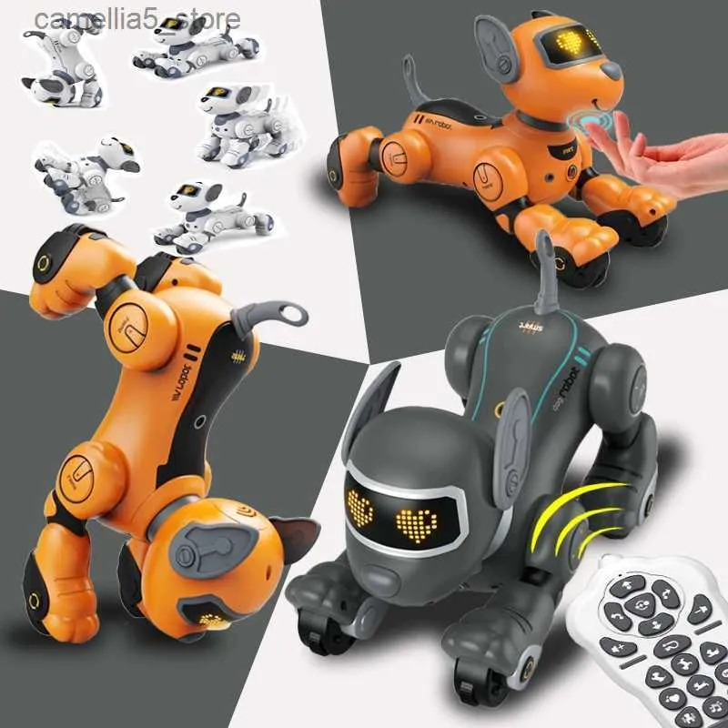 Eléctrico / RC Animales Niños Control remoto Robot Juguetes para niños Niñas Máquina de detección inteligente Perro Eléctrico RC Animales Niños Puzzle Pet Doll Q231114