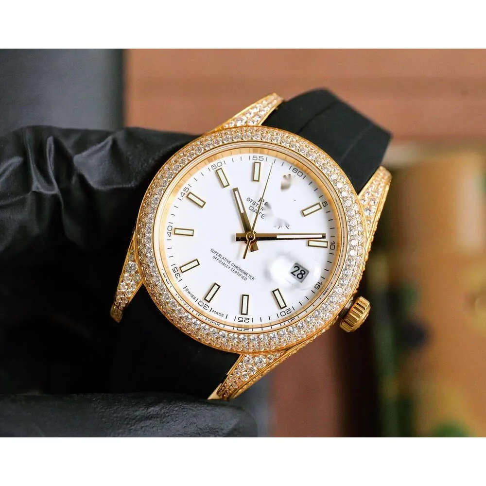 Luxury Diamond Watches Ice Out Watch for Man Wysoka jakość datejusta data dzień menwatch d6dm ruch mechaniczny Uhr popiers