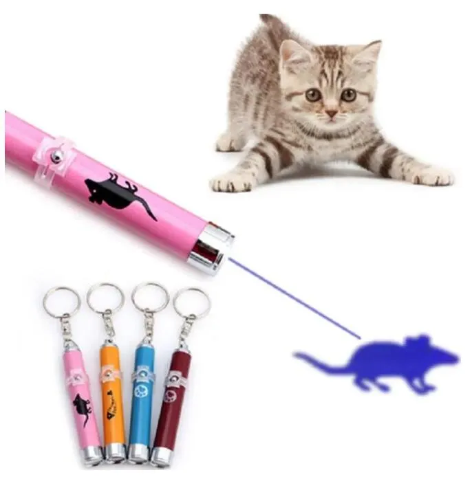 100pcs Portable Creative Funny Pet Cat Toys LED Laser light Pen With Bright Animation Mouse Shadow For Cats Training