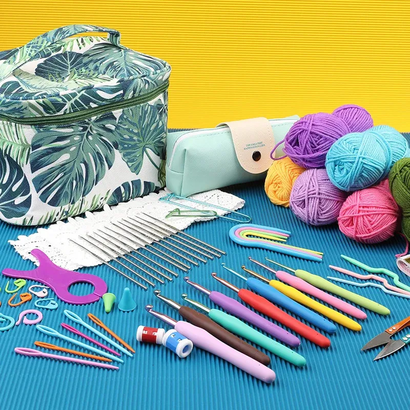 KRABALL DIY Crochet Animal Kit With Hand Knitting Yarn Needles And