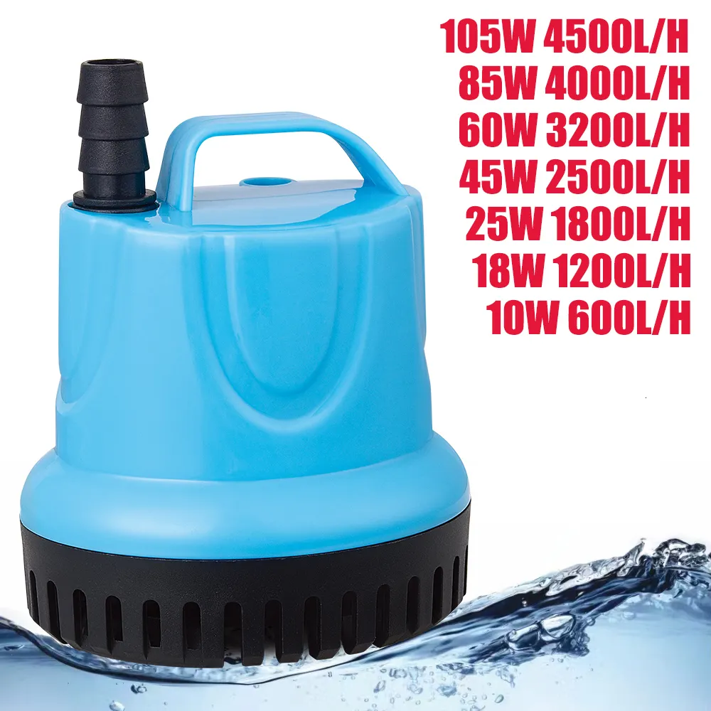 Bombas de água 10 18 25 45 60 85 105W 600 4500L H Submersível Bomba 220V Aquarium Fish Pond Tank bico marin controle de temperatura Limpo 230414