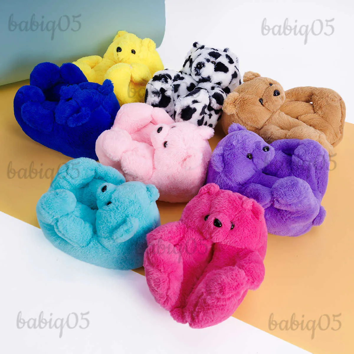 Pantoufles ours en peluche pantoufles en coton chaud confortable mignon chaussures de maison petit ours chaussures potelées T231114