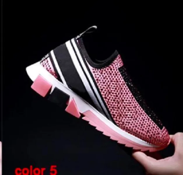 2024 Perfect Brand Hommes Tape Sorrento Baskets Chaussures Strass Cristaux Homme Slip-on Stretch Sock Sports Mesh Noir Blanc Rouge Glitter Belle Marche Avec Boîte EU35-46