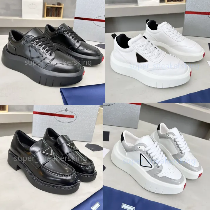 Designer klänningskor män loafers monolith sneakers kvinnor mjuk cowhide plattform sneaker triangel logo läder skor chunky tränare storlek 35-46