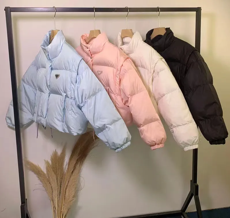 femmes designer veste femmes vers le bas coton chaud parka manches amovibles vestes d'hiver à manches longues manteau bouffant démontage gilet doudoune