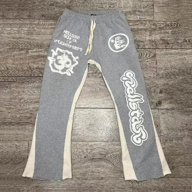 Herrbyxor y2k vintage män streetwear grå baggy helvete stjärna last svettbyxor joggar hellstar flare staplade tröjor kläder 231114