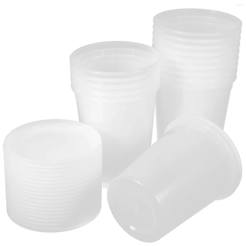 Garrafas de armazenamento 20 conjuntos de copos parfaits recipientes de sopa descartáveis medindo porção prática take-out resistente micro-ondas tampas de tigelas